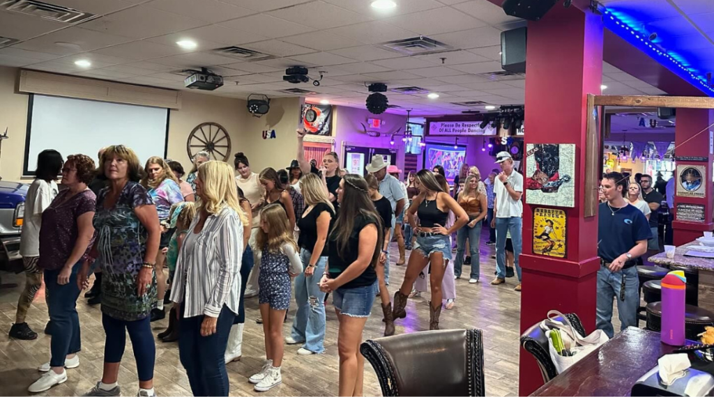 line dancing at Hurricane Creek Saloon