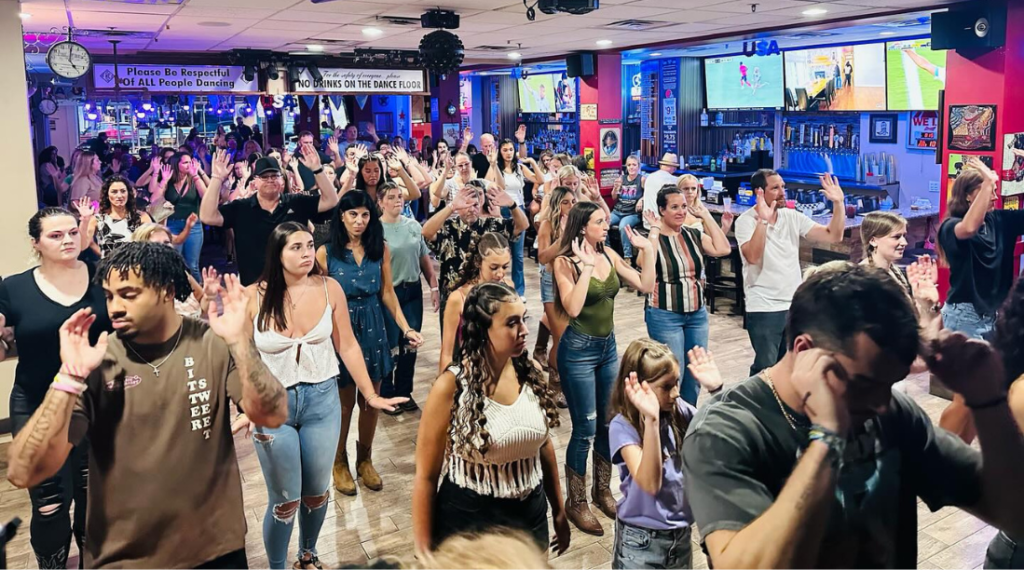 line dancing at Hurricane Creek Saloon