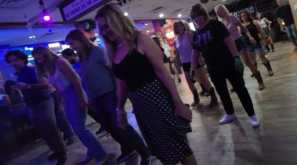 line dancing at Hurricane Creek Saloon